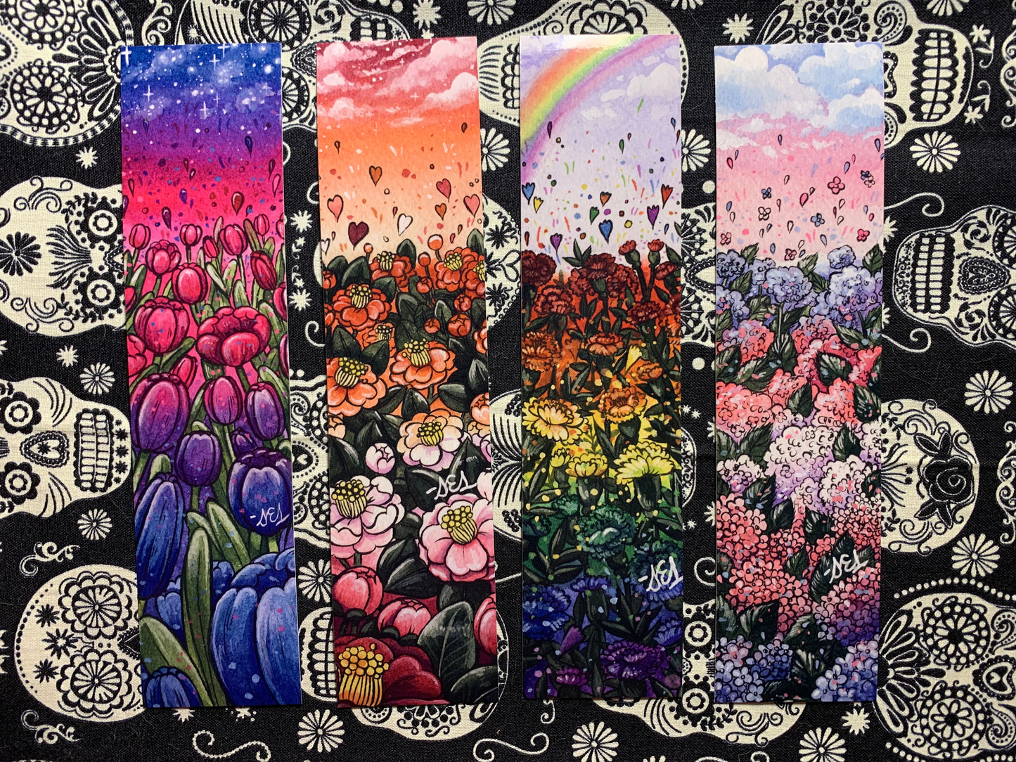 Pride Flowers ~ Premium Glossy Bookmarks, Subtle Pride Artwork
