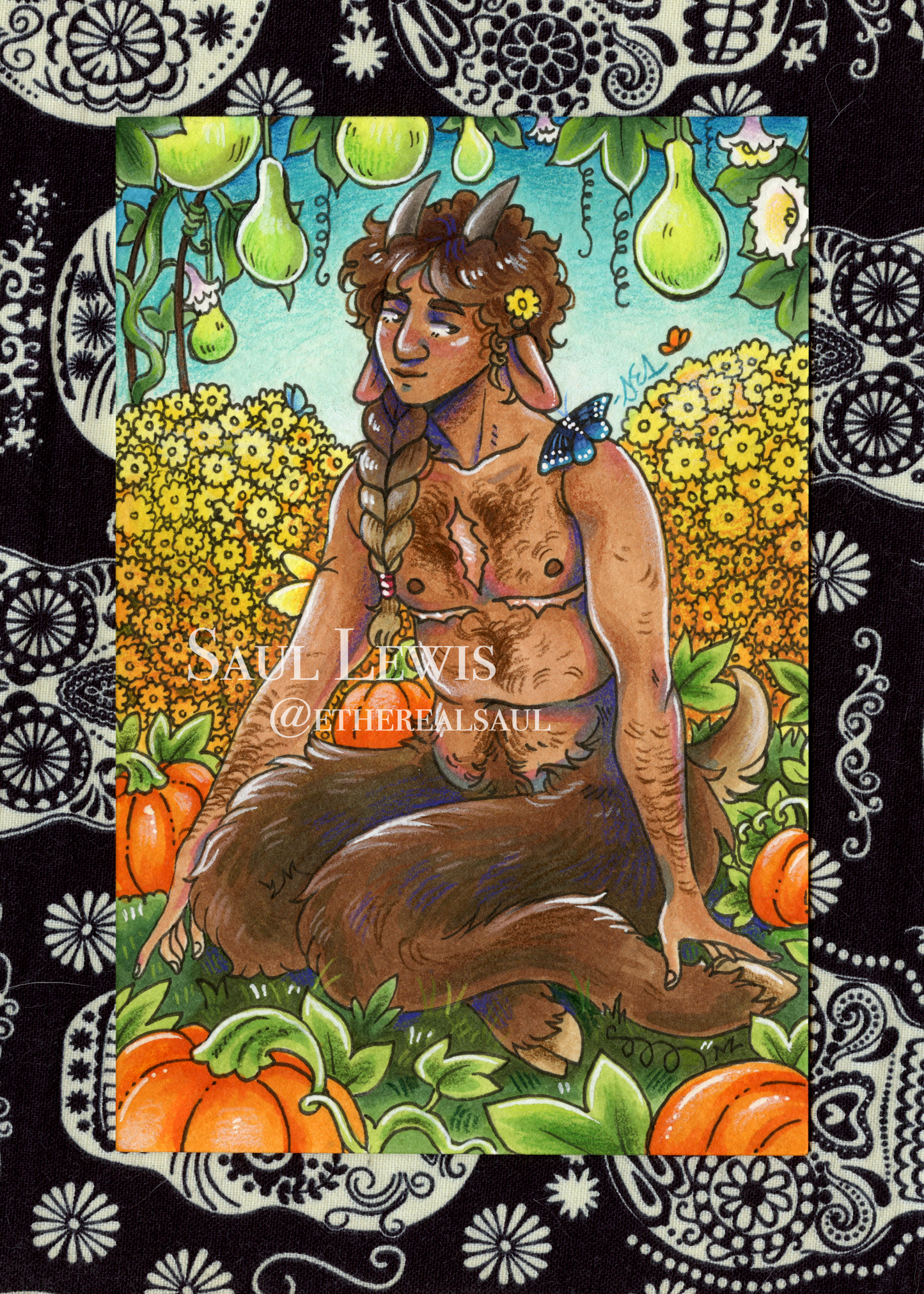 Autumn Harvest ~ Original Mixed Media Drawing