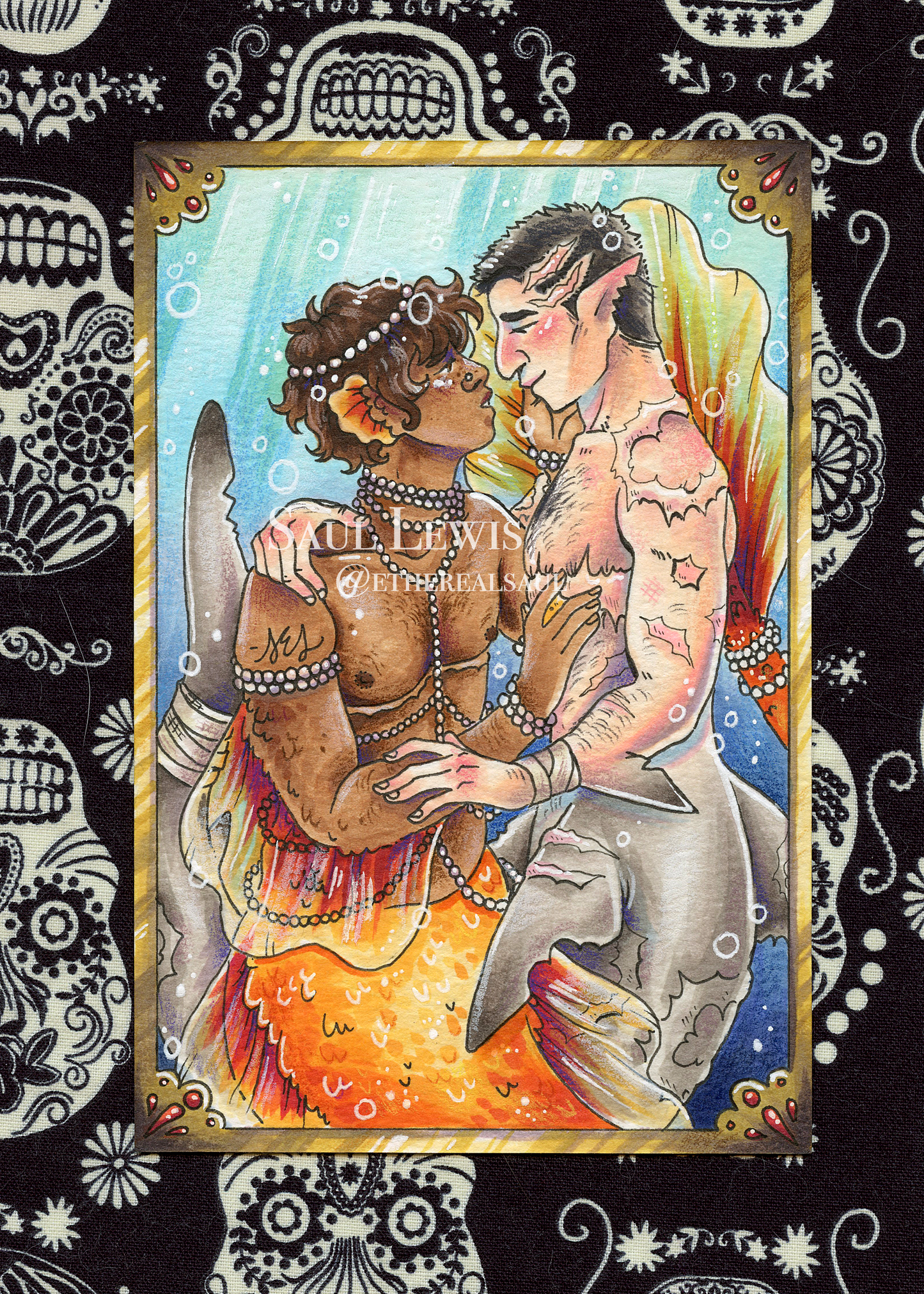 Isthmus & Riptide ~ Original Mixed Media Drawing