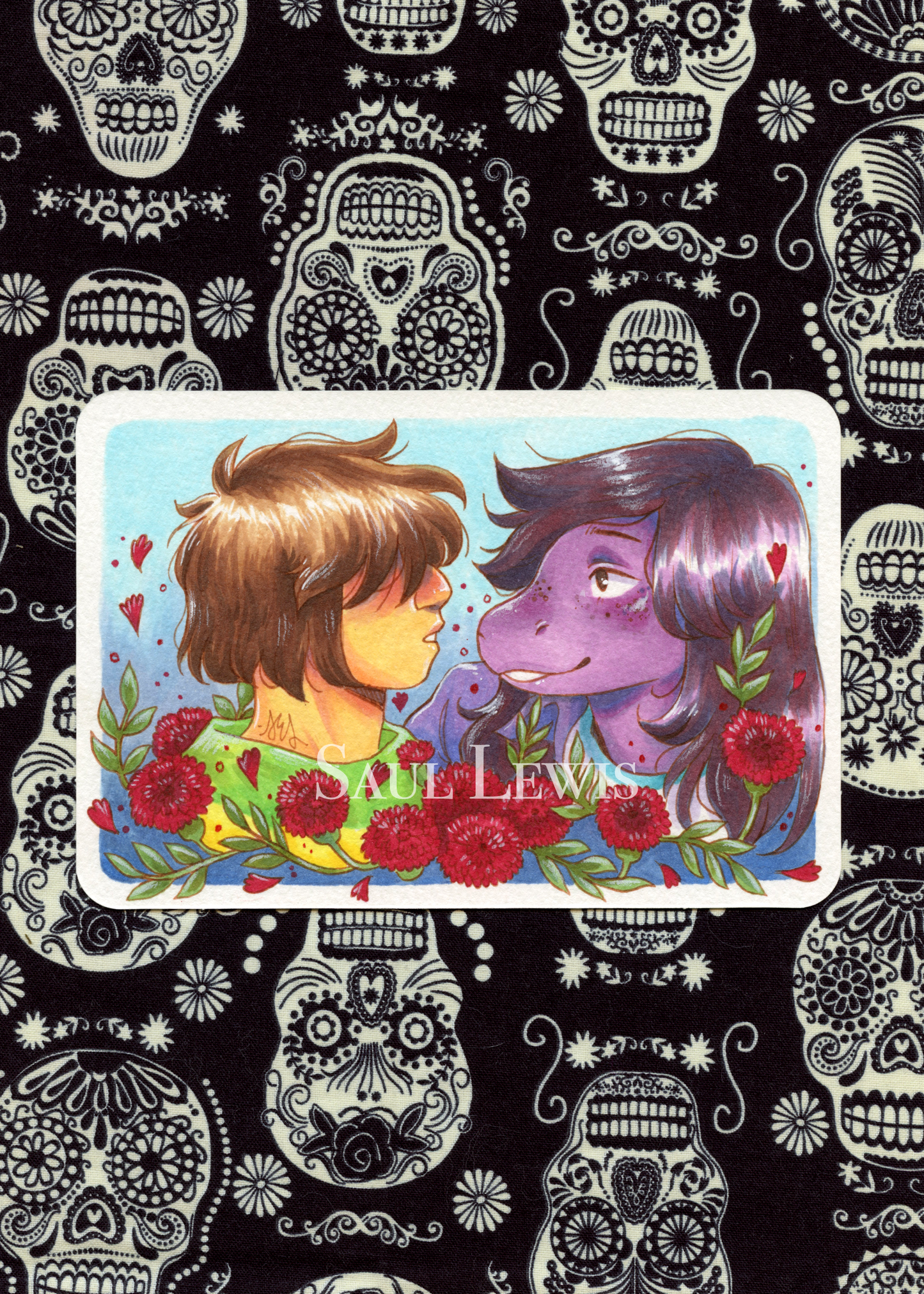 Kris & Susie ~ Original Illustrated Postcard