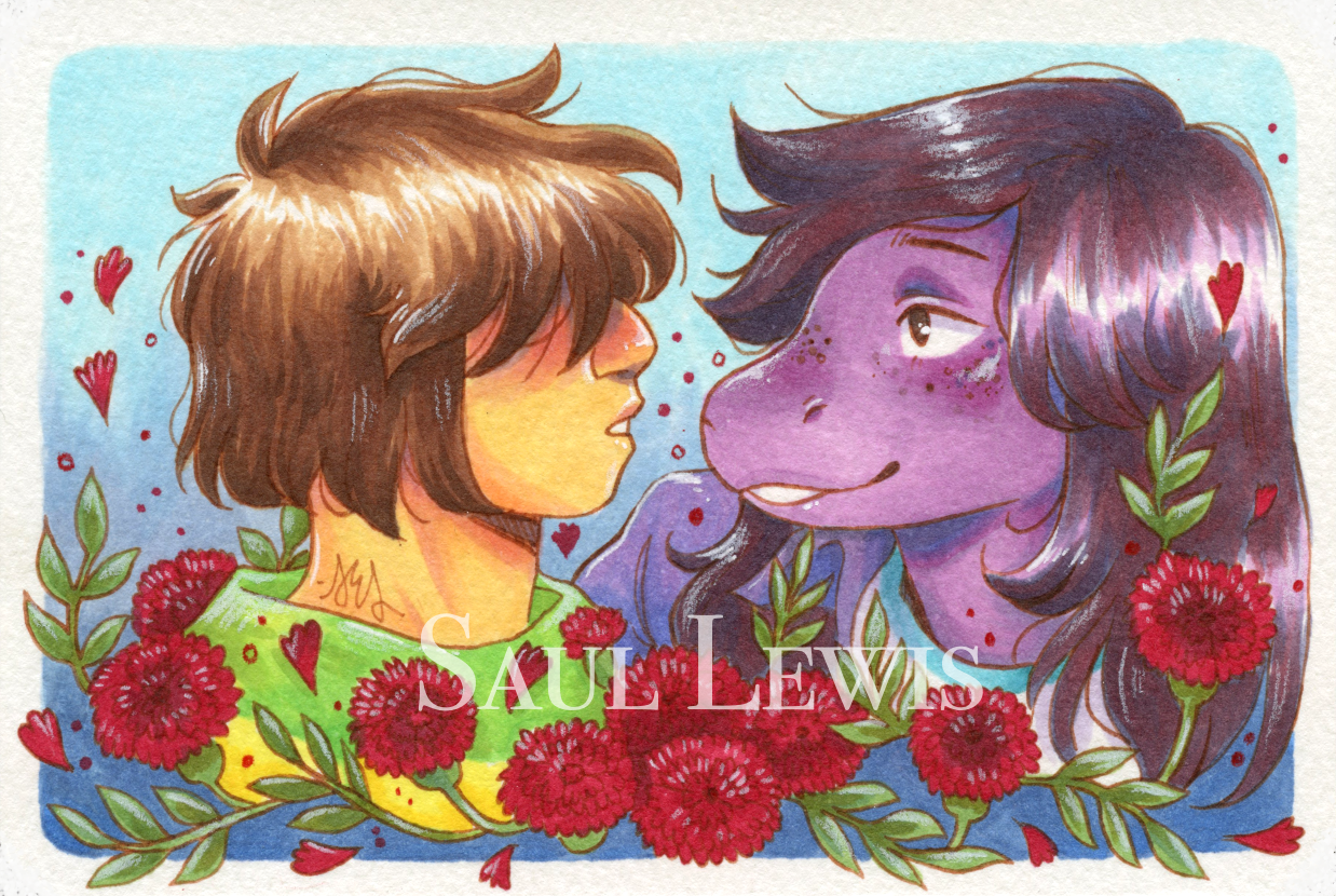Kris & Susie ~ Original Illustrated Postcard