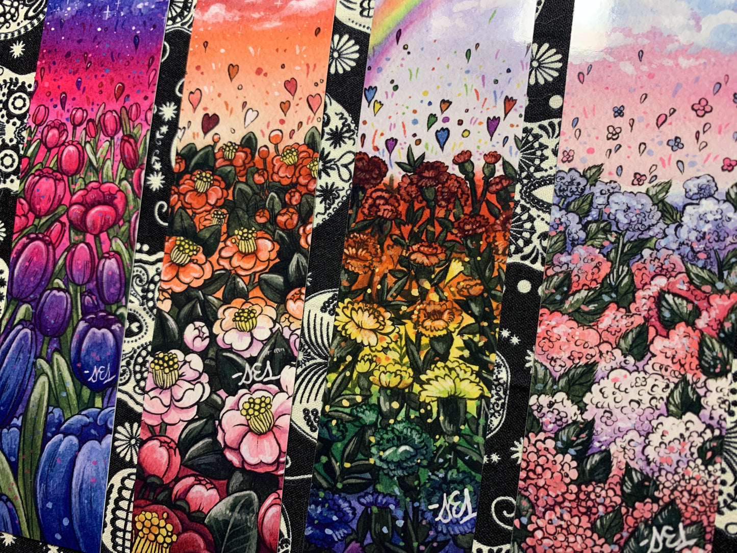 Pride Flowers ~ Premium Glossy Bookmarks, Subtle Pride Artwork