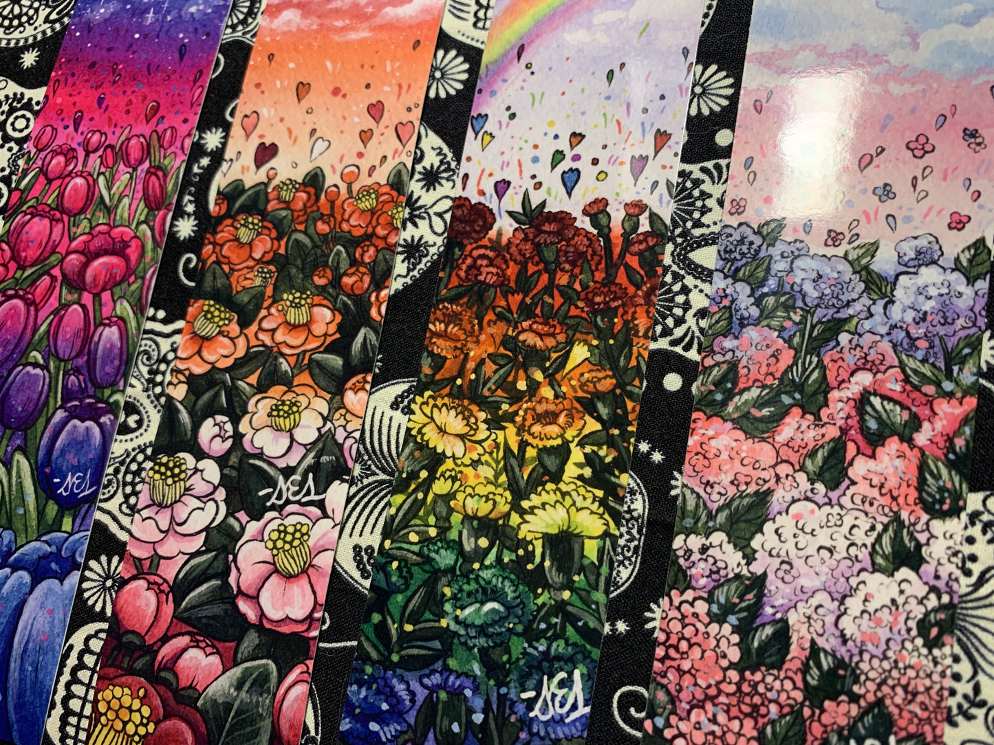 Pride Flowers ~ Premium Glossy Bookmarks, Subtle Pride Artwork