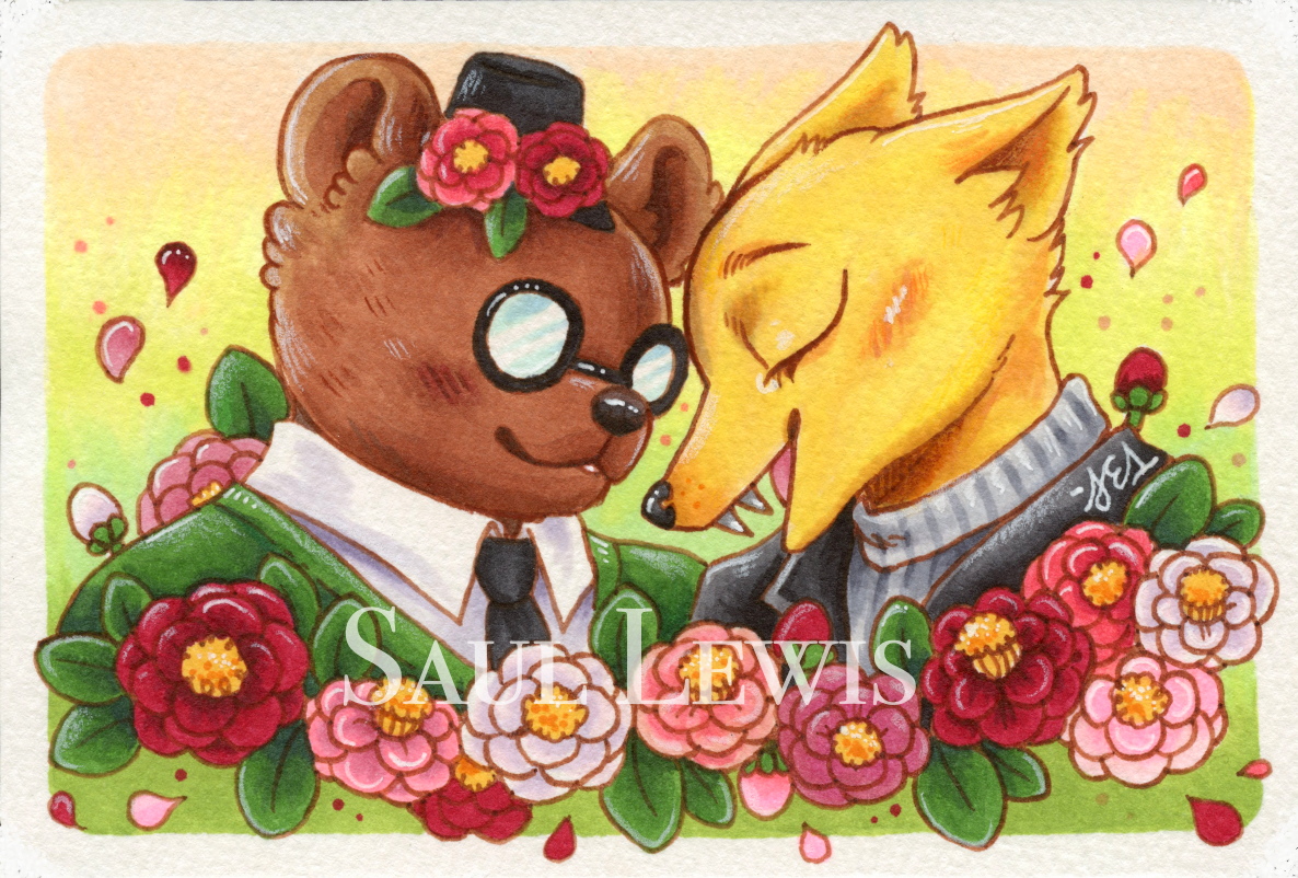 Angus & Gregg ~ Original Illustrated Postcard