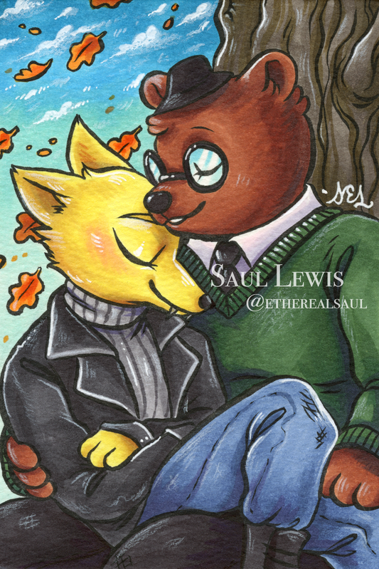 Autumn Leaves ~ Original Night in the Woods Marker Drawing
