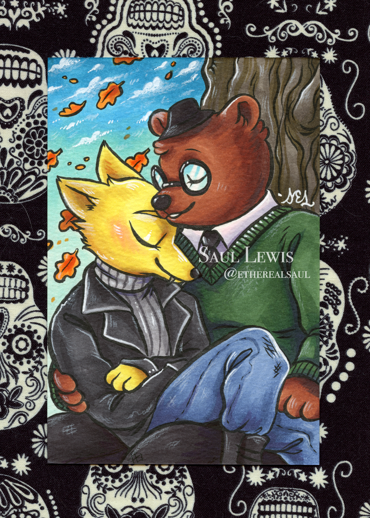 Autumn Leaves ~ Original Night in the Woods Marker Drawing