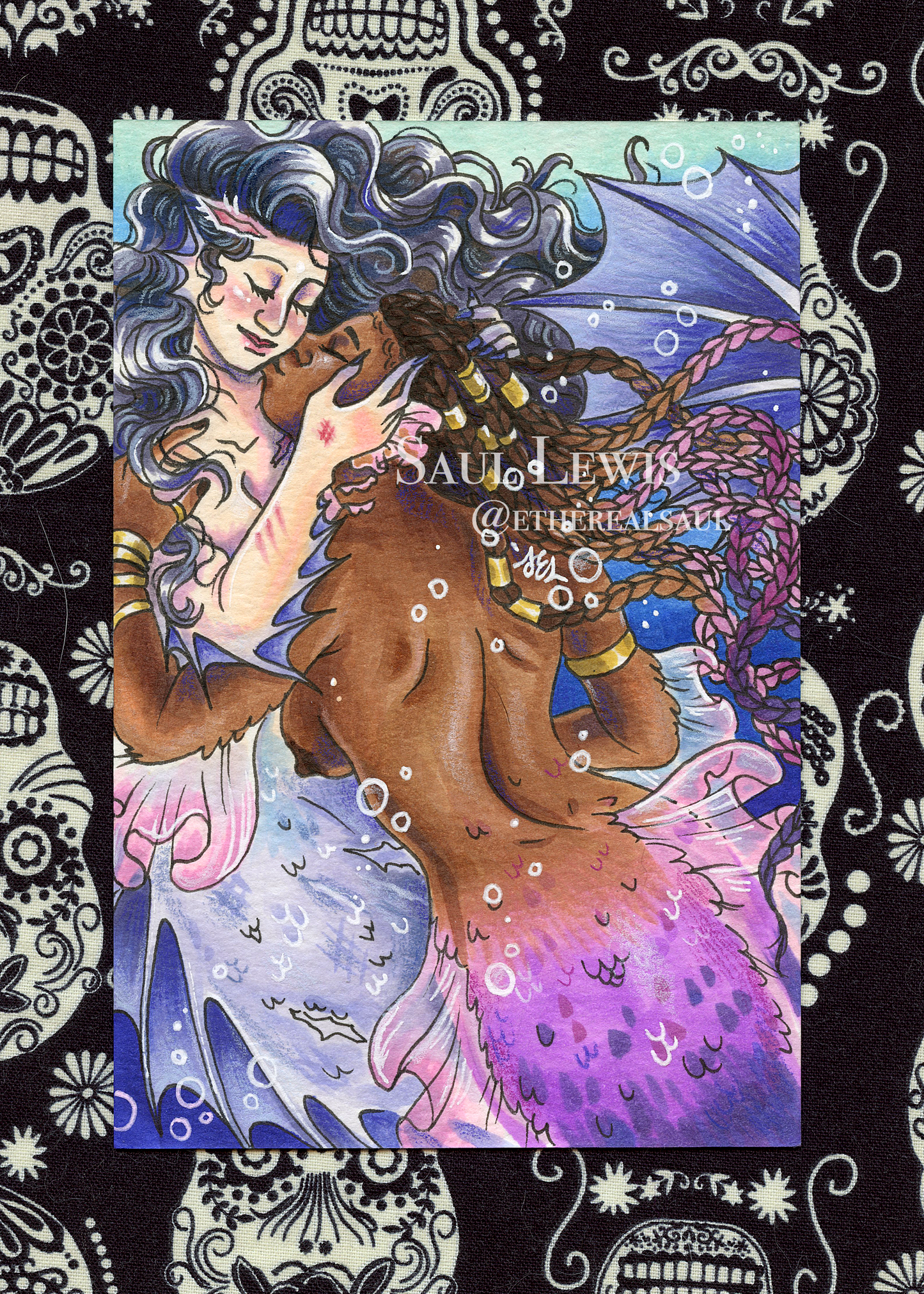 Deep Sea Kiss ~ Original Mixed Media Drawing