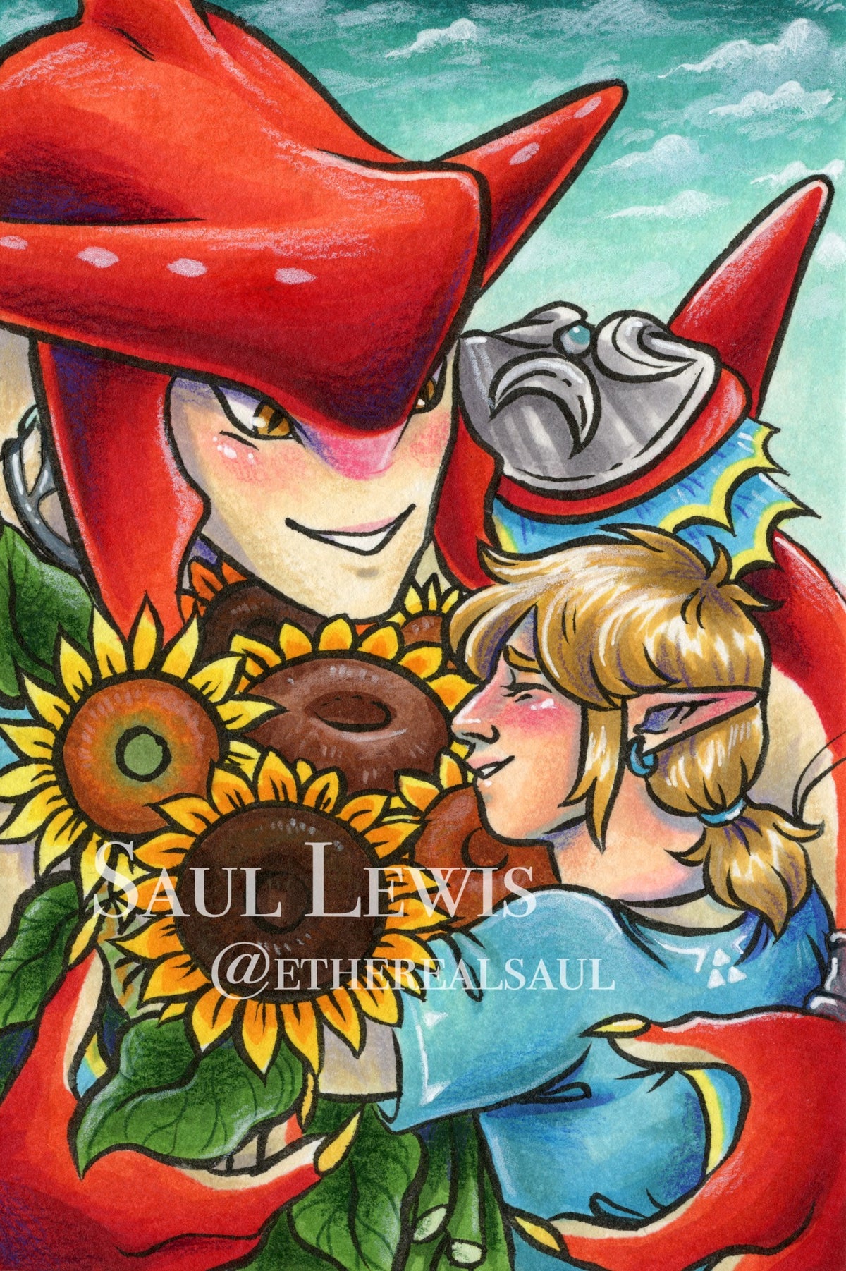 Faraway Flowers ~ Original Sidlink Marker Drawing