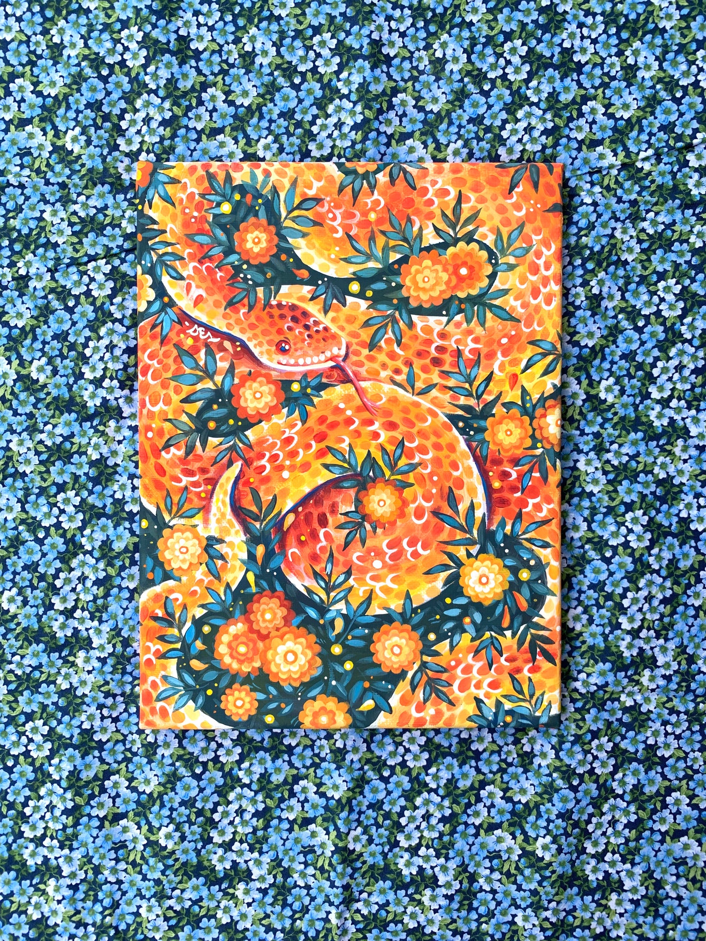 Marigold Snake ~ Original Painting