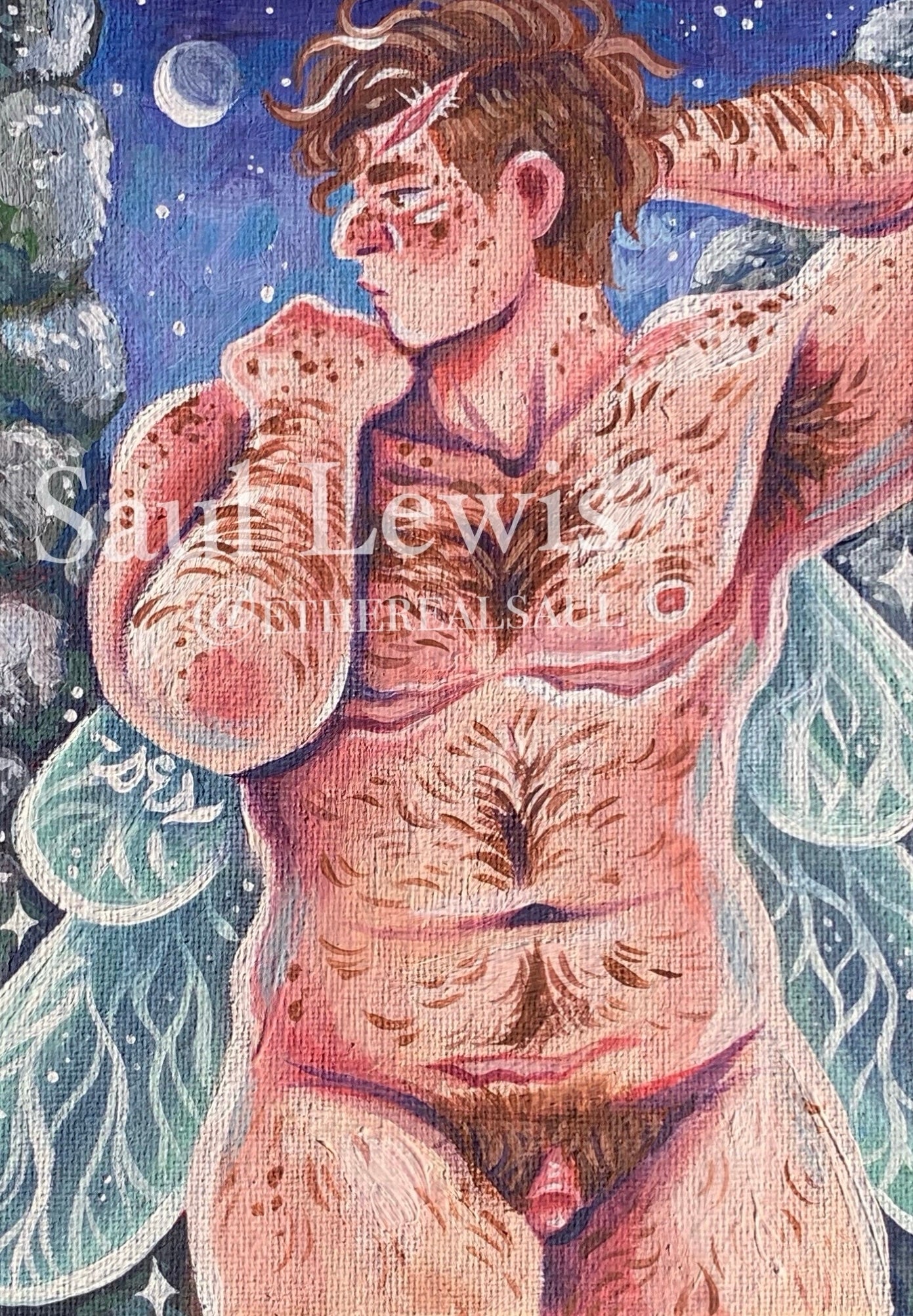 Ezra at Moonrise ~ Original Acrylic Painting