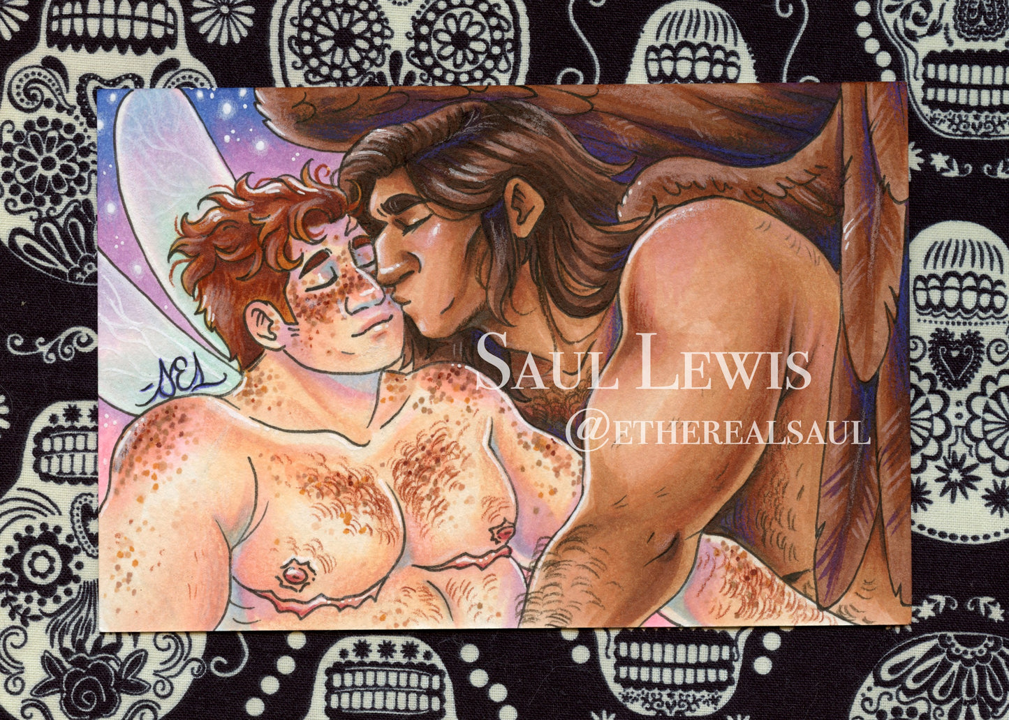 Ezra & Faulkner ~ Original Mixed Media Drawing