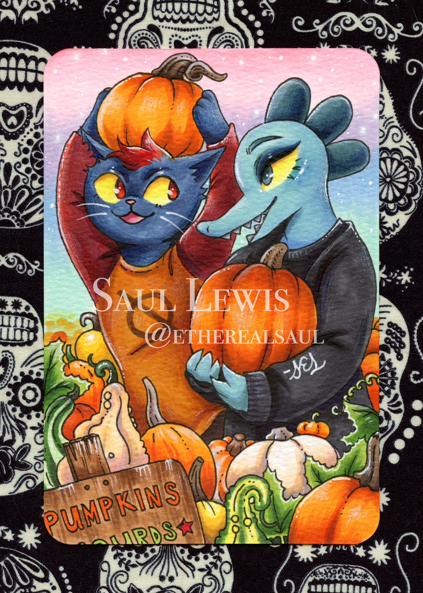 Pumpkin Patch ~ Original Night in the Woods Marker Drawing