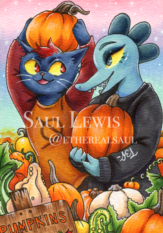Pumpkin Patch ~ Original Night in the Woods Marker Drawing