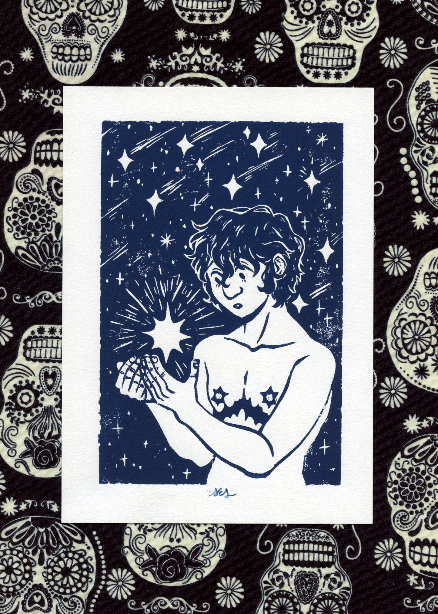 Shooting Star ~ Linocut Print