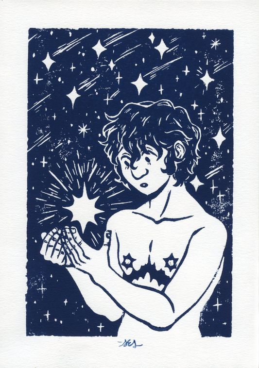 Shooting Star ~ Linocut Print