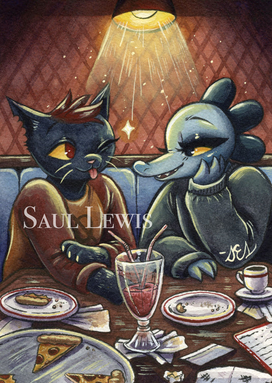 Flirt - Original Night in the Woods Painting