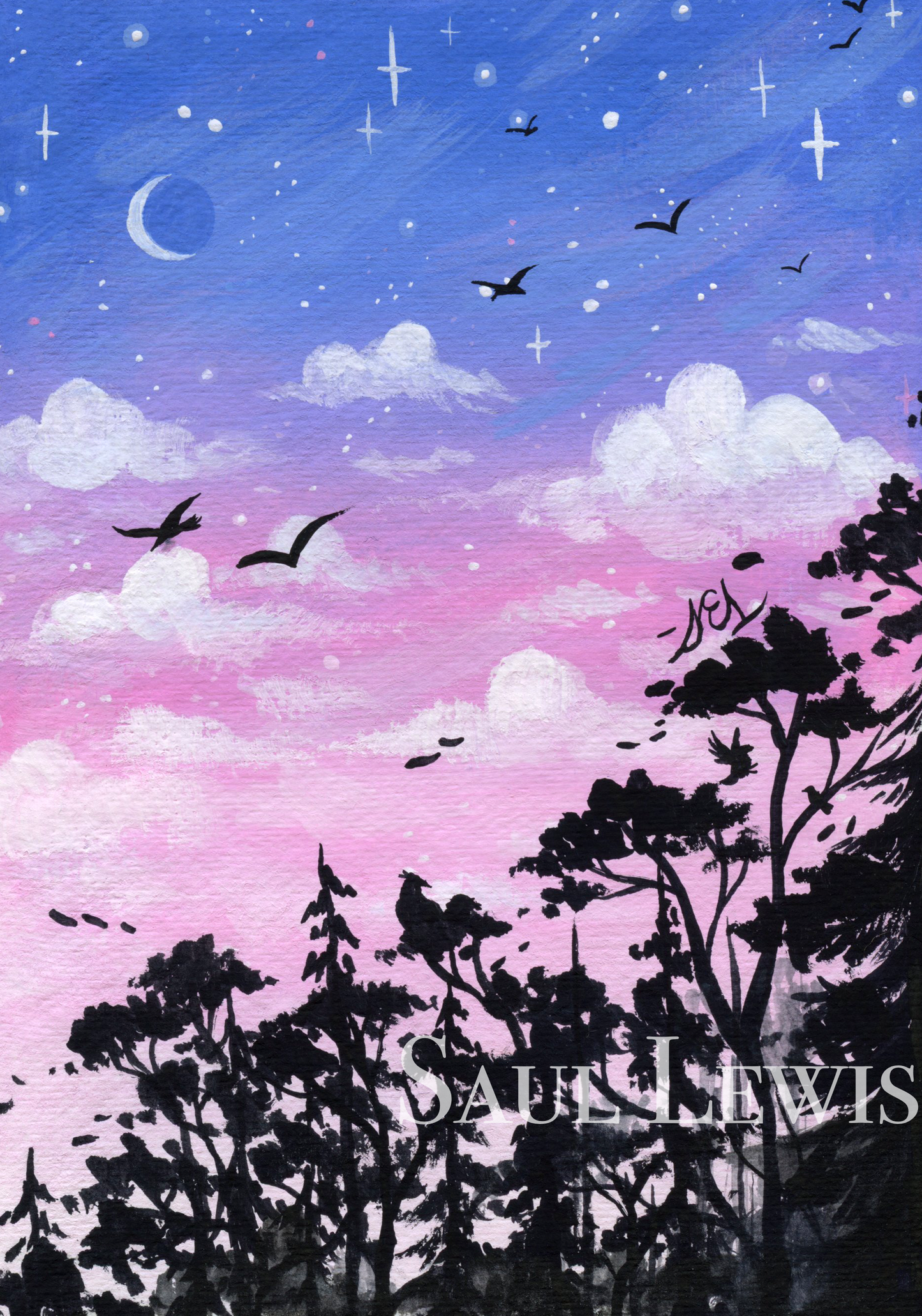 Trans Pride Evening Sky - Original Painting